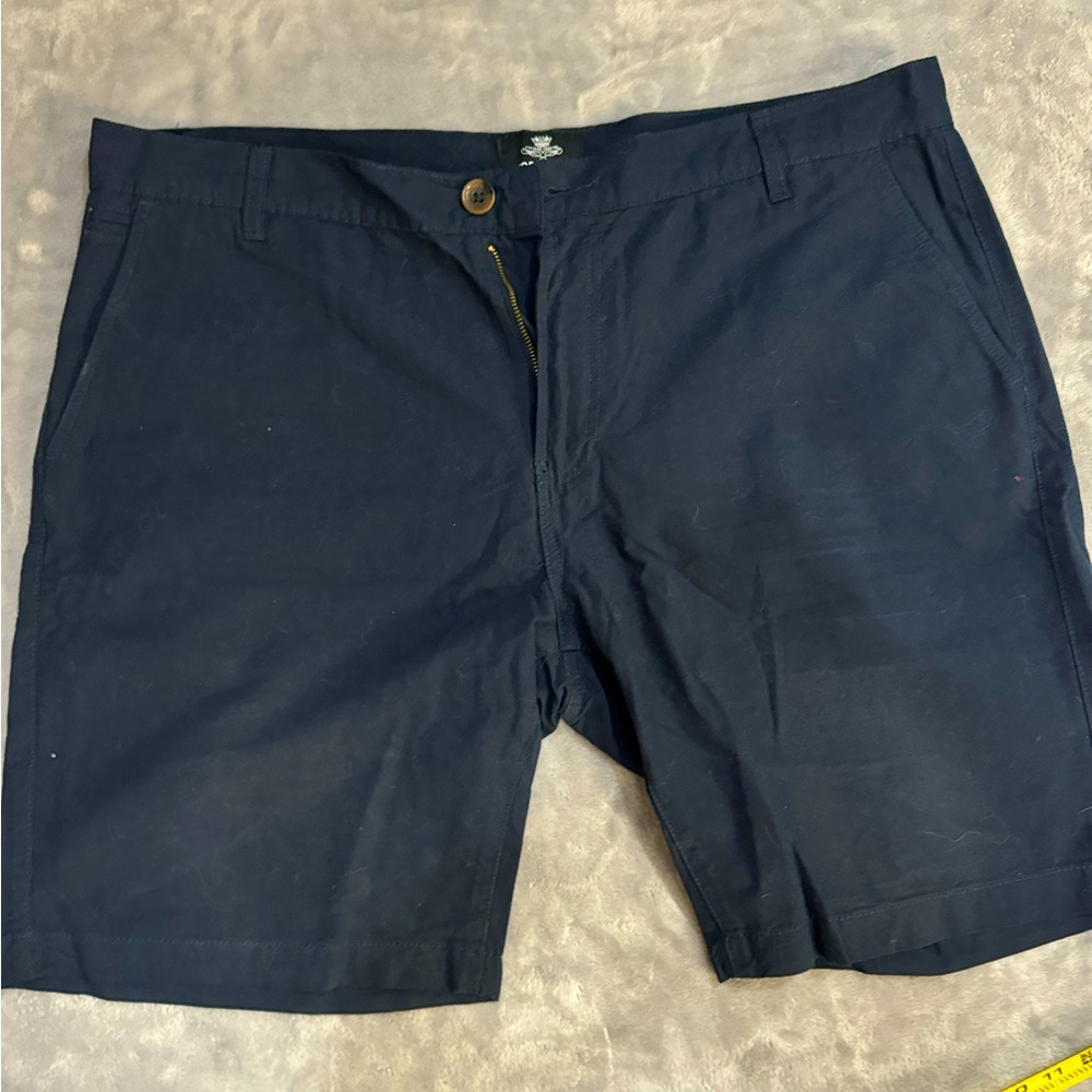Threadbare Cotton Flat Front Shorts in Blue, Size 38